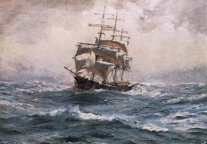 Thomas Somerscales A Ship running before a Gale oil painting picture